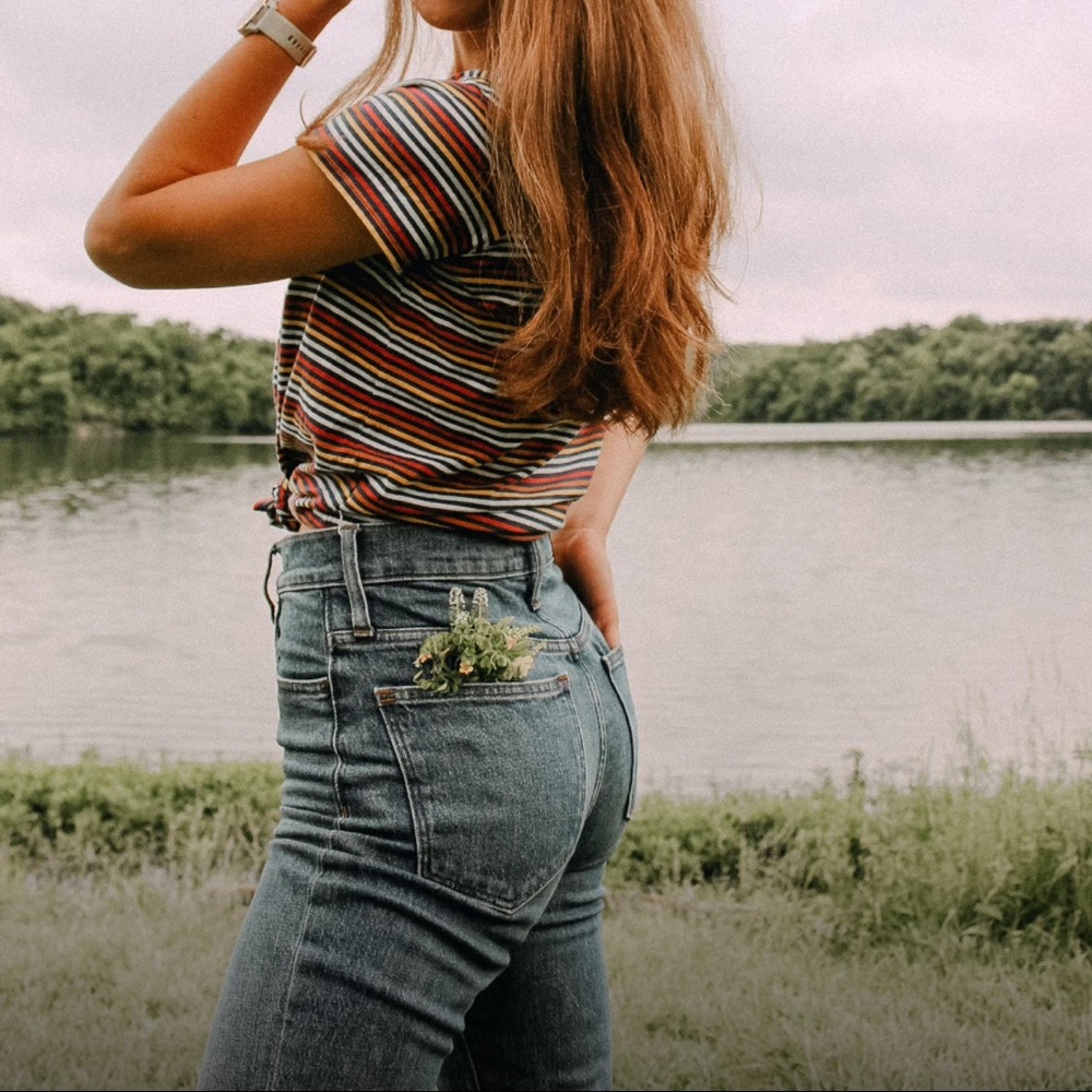 Madewell Multicolored Fitted Tie Crop Tee